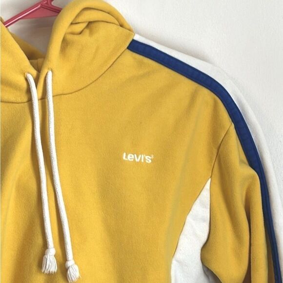 Levi's Sport | Women’s Yellow Cropped Short Crew Sweatshirt Hoodie Stripes - Picture 3 of 9